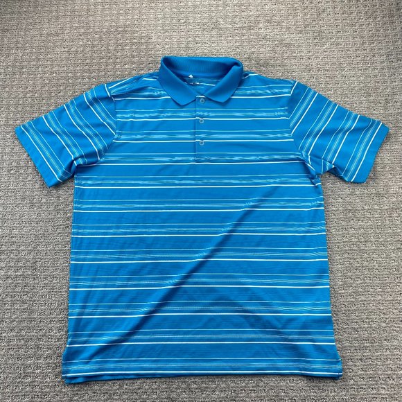 adidas Other - Adidas Pure Motion Golf Shirt Men Large L Blue White Striped Casual Polo Golfing